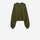 Q2 khaki Knitted jumper with balloon sleeves