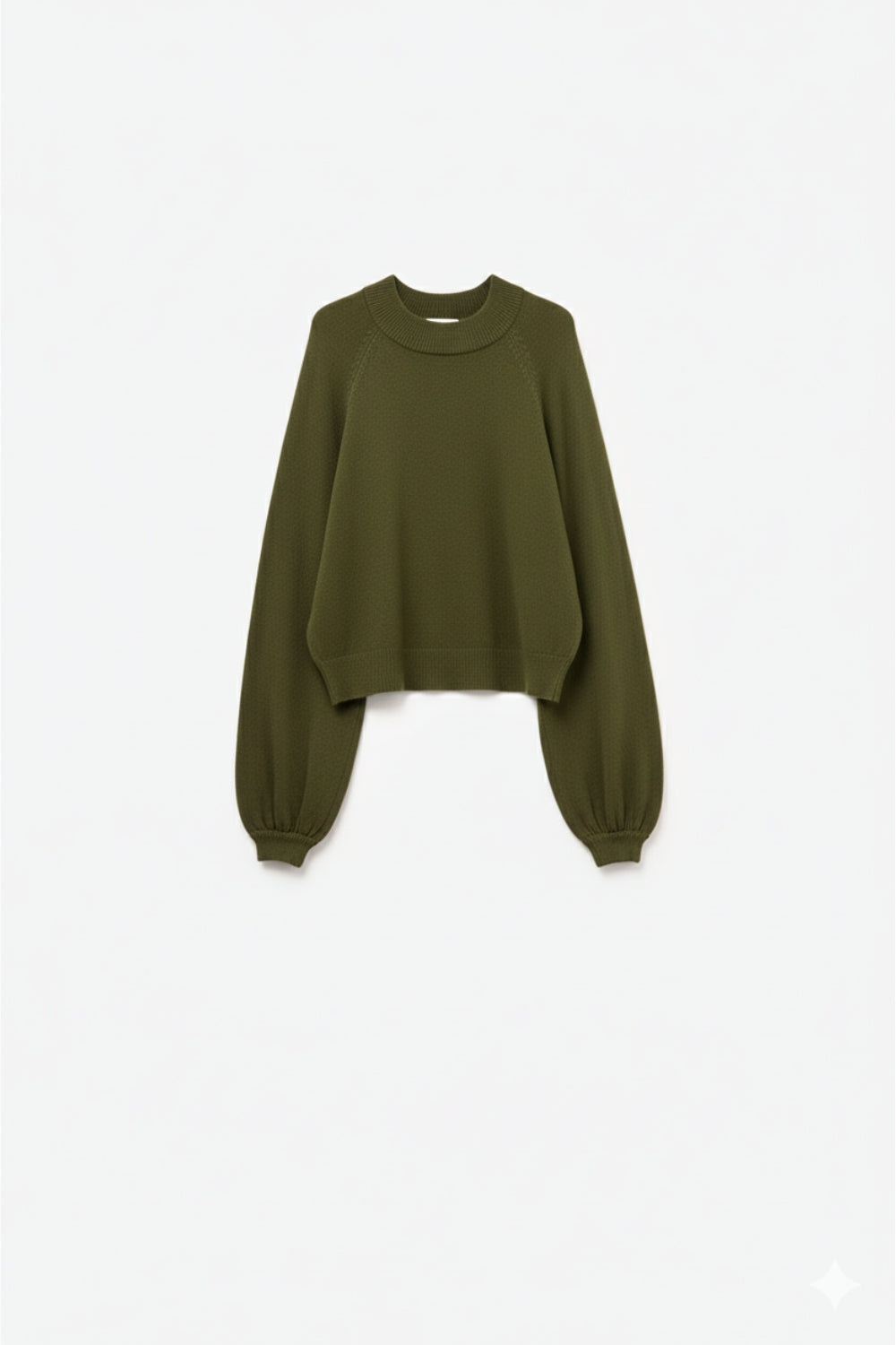 Q2 khaki Knitted jumper with balloon sleeves