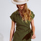 Khaki playsuit With Tie Closing At The Side