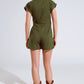 Khaki playsuit With Tie Closing At The Side