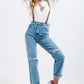 Knee rip jeans in light wash blue