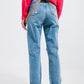 Knee rip jeans in light wash blue