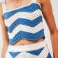 Knitted Bandeau top in white and blue