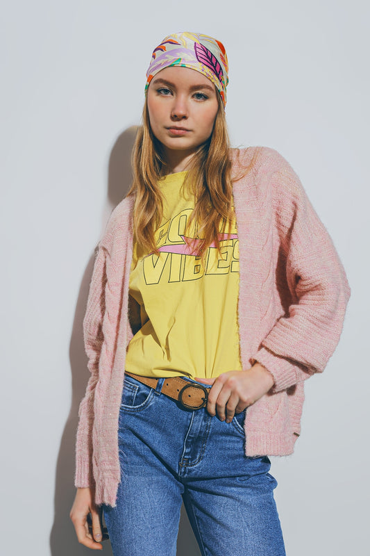 Cárdigan de Punto en Rosa