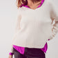 Q2 Knitted chenille jumper in cream