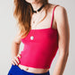 Q2 Knitted clean ribbed tank top in fucshia