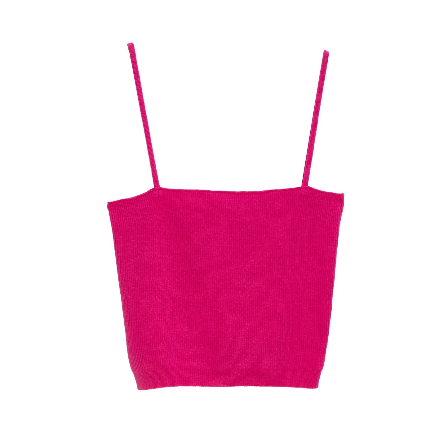 Camiseta sin mangas de canalé limpio de punto en fucsia