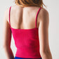 Knitted clean ribbed tank top in fucshia