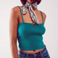 Q2 Knitted clean ribbed tank top in green