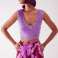 Q2 Knitted crop top in purple