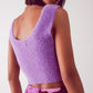 Crop top de punto en violeta