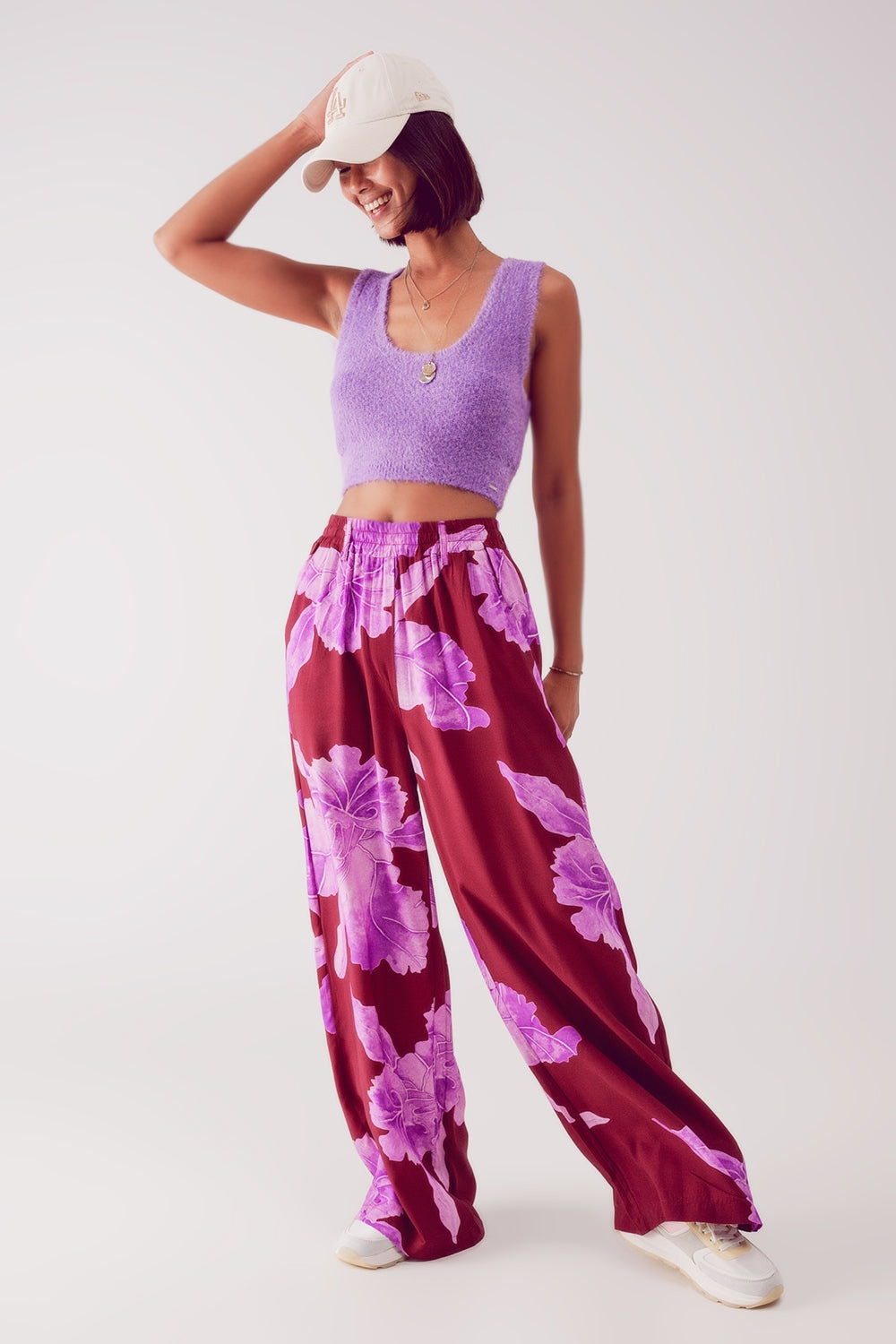 Crop top de punto en violeta