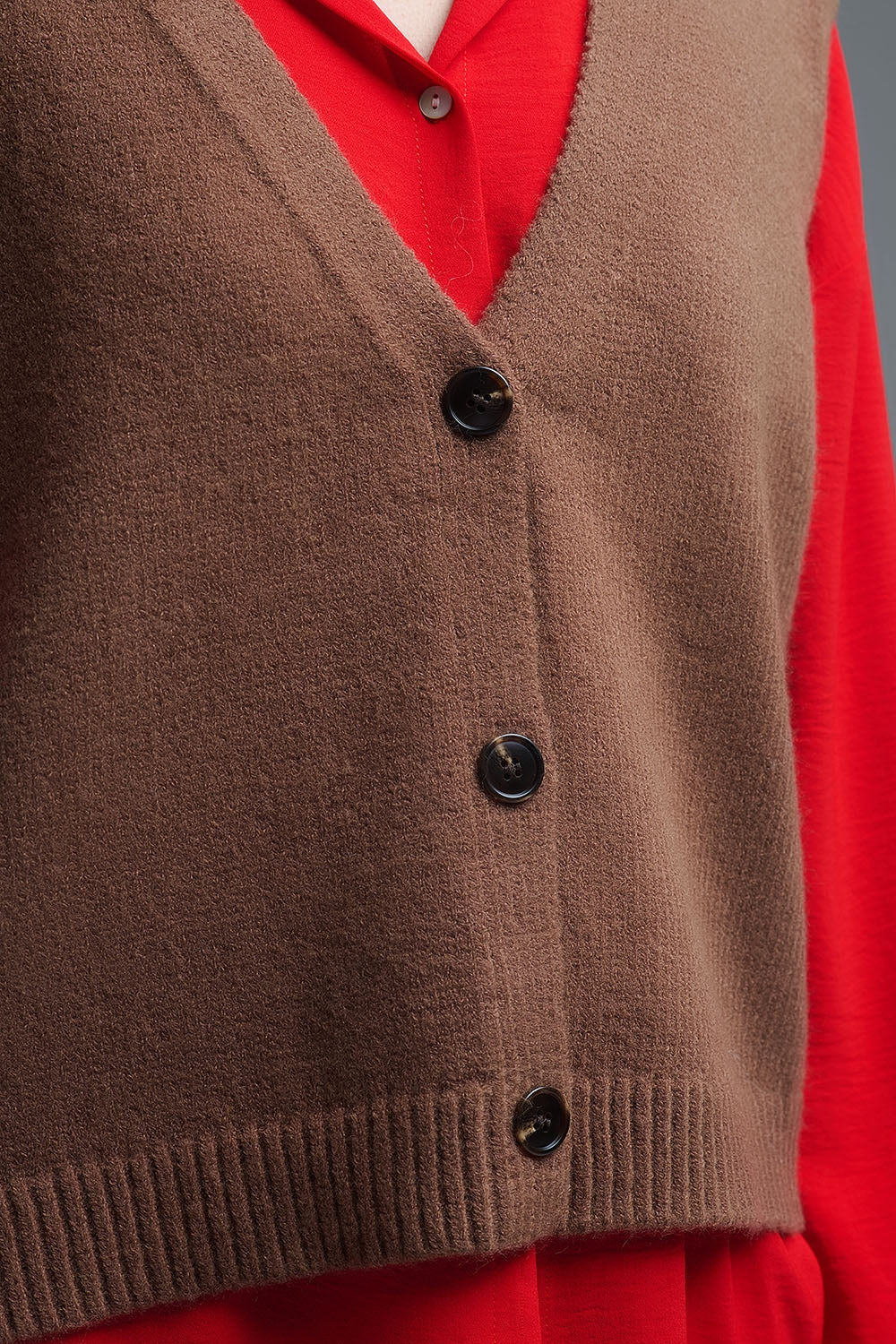 Knitted Cropped Vest in Chocolate Brown