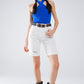 Knitted Cross Front Cropped Top in Blue