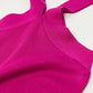 Knitted Cross Front Cropped Top in Fuchsia