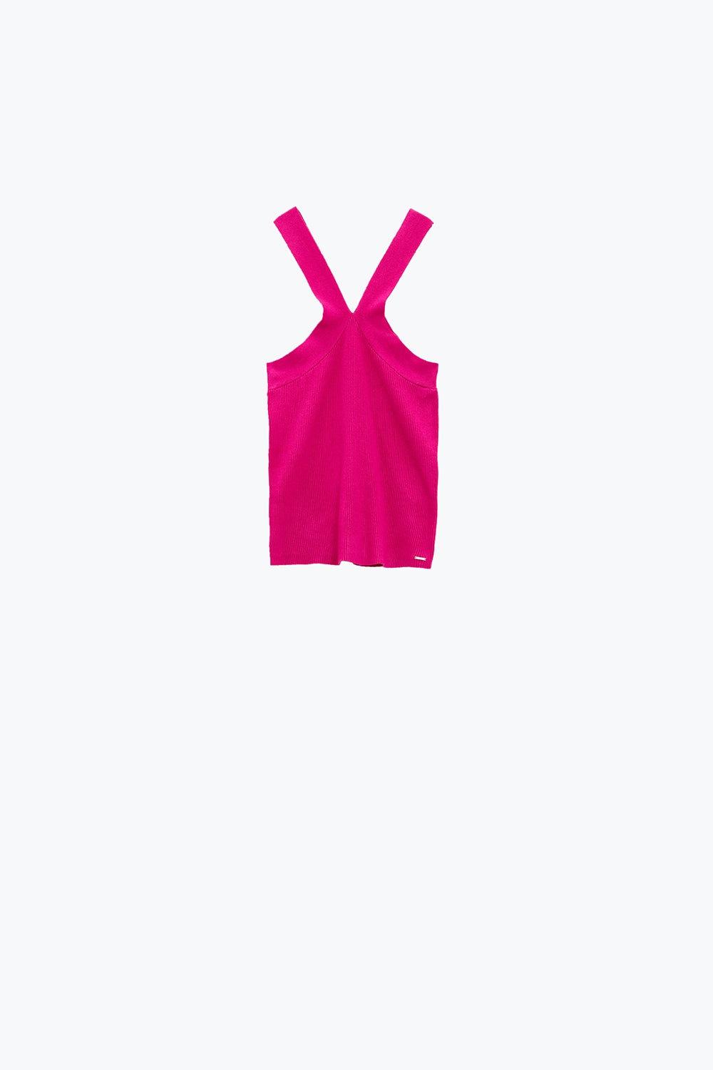 Knitted Cross Front Cropped Top in Fuchsia