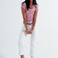 Knitted fit rib crew neck sweater in pink