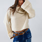 Q2 knitted fluffy high neck sweater in beige