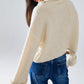 knitted fluffy high neck sweater in cream