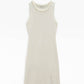 Knitted Midi Dress With Braided Detail in Cream