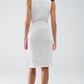 Knitted Midi Dress With Braided Detail in Cream