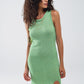 Q2 Knitted Midi Dress With Braided Detail in Green