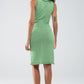 Knitted Midi Dress With Braided Detail in Green