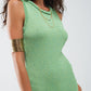 Knitted Midi Dress With Braided Detail in Green