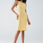 Q2 Knitted Midi Dress With Braided Detail in Yellow