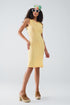 Q2 Knitted Midi Dress With Braided Detail in Yellow