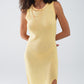 Knitted Midi Dress With Braided Detail in Yellow