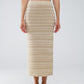 Q2 Knitted Midi pencil Skirt in Beige