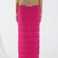 Q2 Knitted Midi Skirt in Fuschia