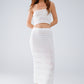 Knitted Midi Skirt in White