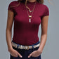 Knitted Rib Featherweight Tuckable sweater in Burgundy