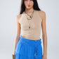 Q2 Knitted sleeveless Top in Beige