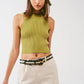 Q2 Knitted Tank Top in Army Green