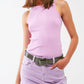 Q2 Knitted Tank Top in Purple