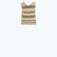 Knitted Tints of Beige Sleeveless Sweater With Stripes and Crew Neckline