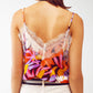 Lace Trim Detail Floral Top in Multicolour