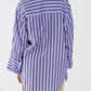 Lavander shirt with purple stripes and chest pockets