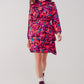 Q2 Layered frill mini dress in fucshia floral