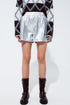 Q2 Leather silver metallic shorts