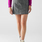 leatherette Straight mini skirt in grey with pockets