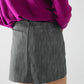 leatherette Straight mini skirt in grey with pockets