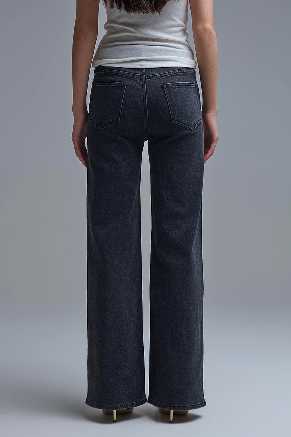 Leopard Print Black Straight-Leg Jeans with strass detail