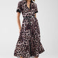 Q2 Leopard print buttoned maxi dress with satin detail