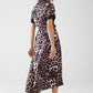 Leopard print buttoned maxi dress with satin detail