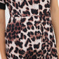 Leopard print buttoned maxi dress with satin detail