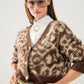 Q2 leopard print cardigan with wool in beige